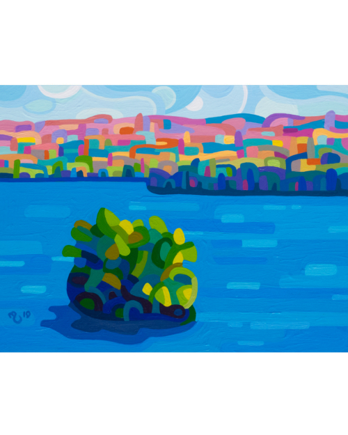 original abstract landscape painting study of a muskoka lake