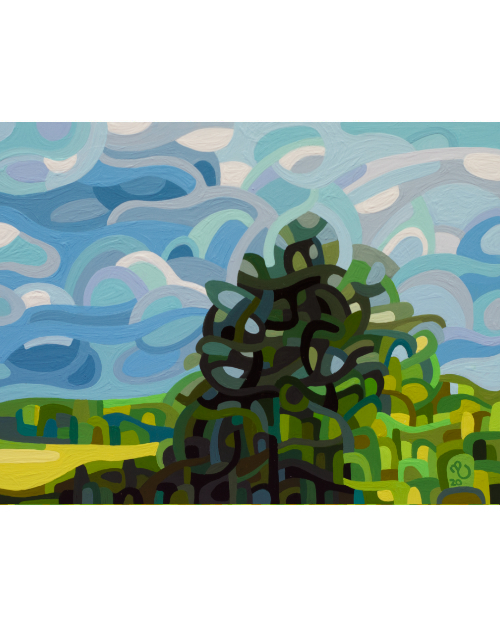 original abstract landscape painting summer tree field