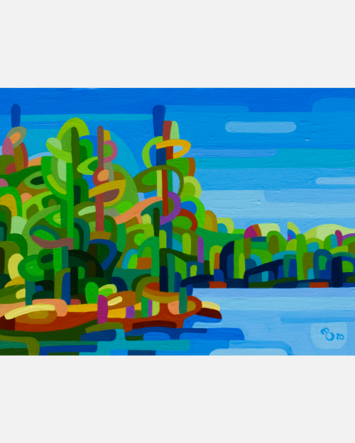 original abstract landscape summer forest lake