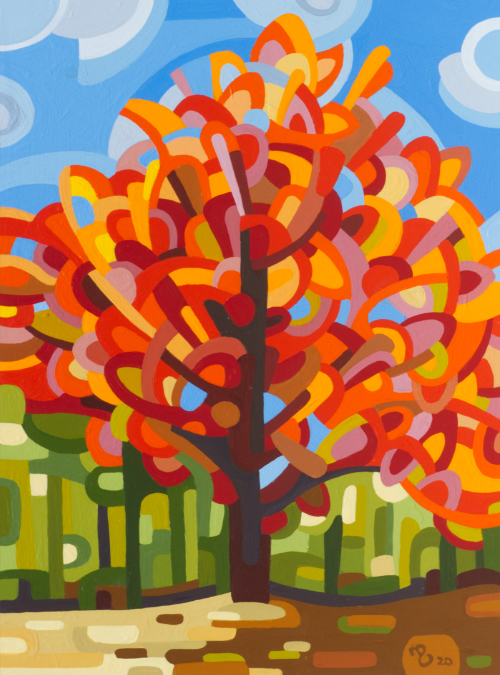 original abstract landscape fall red maple forest