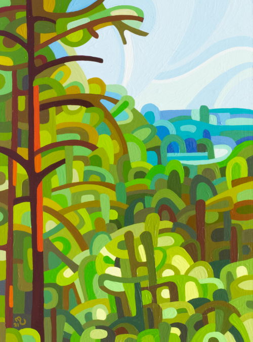 original abstract landscape tall green forest