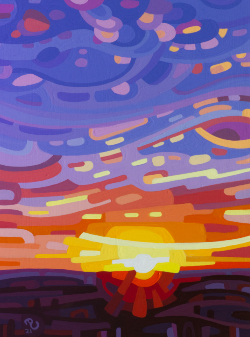 original abstract landscape sunset sky