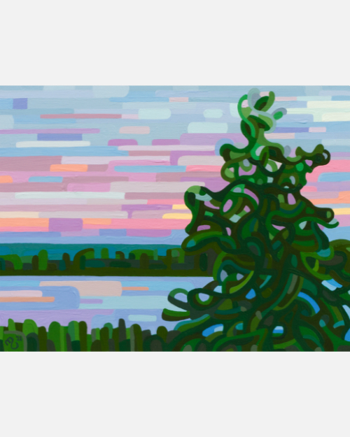 original abstract landscape summer evening pines