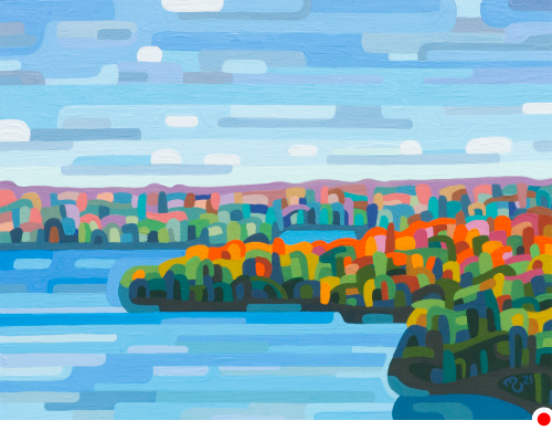 original abstract landscape early fall northern lake