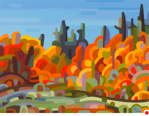 original abstract painting of a fall vista