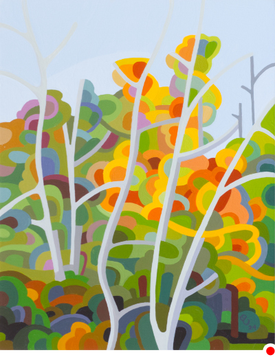 original abstract painting of a fall forest